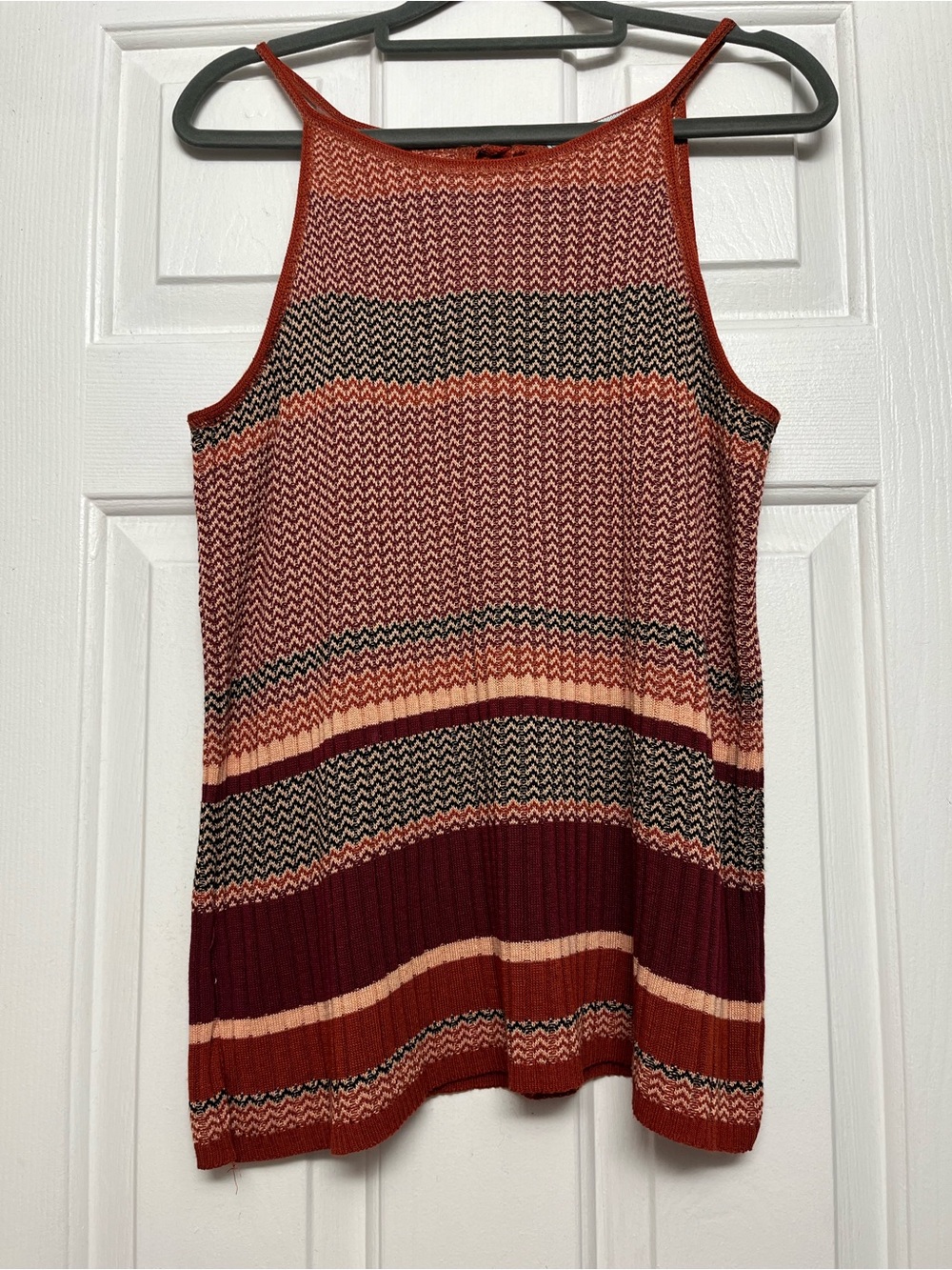 Maurices Multicolor Striped Knit Tank Top — Rust, Burgundy, Cream